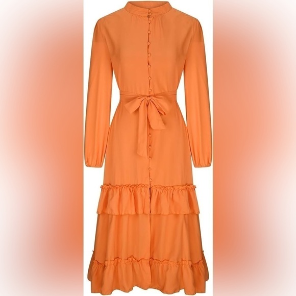 Women's  Layered Ruffle Maxi Dress - Picture 2 of 13